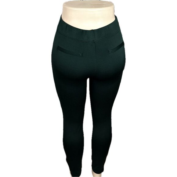 French Laundry M Green Stretch Elastic Waist Faux Back Pockets Ankle Zip Pants - Picture 5 of 6